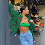 Brown Cropped Varsity Jacket Loose Baseball Uniform Coat