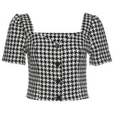 Music Festivals Rave Outfits Girls Tops Summer Women's Fashion Plaid Short Sleeve T-shirt