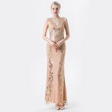 1920S Dress Sequins Dress Temperament Deep V-neck Slim-Fit Dress