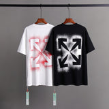 Off Whtie T Shirts Snowflake Arrow Print Male And Female Trendy Brand Short Sleeve