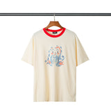 We11 Done T Shirts Cartoon Pattern Collarless Youth Cotton Casual Loose