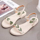 Women Open Toe Sandals Flats Summer Color Block Buckle Open Toe Sandals