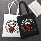 Stranger Things Hellfire Club Handbag Stranger Things 4 Canvas Bag Student Book Bag Shopping Bag Large Capacity Crossbody