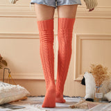 Winter Chunky Cable Thick Knit Thigh High Socks Long Stockings Boot Autumn and Winter Knitting Jacquard Stockings