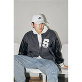 Black Varsity Jacket Autumn and Winter Baseball Uniform Men's Stitching Contrast Color Pilot Jacket Jacket