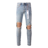 Purple Brand Jeans Light Blue Knee Ripped Slim Jeans