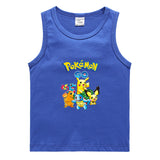 Children Pokemon Pikachu T Shirt Casual Sports Sweat-Absorbent Vest