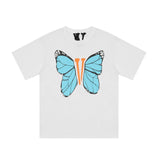 Vlone T Shirts Butterfly Large V Printed Short Sleeve T-shirt Men and Women Couple Hip Hop Loose Half Sleeve