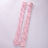Winter Chunky Cable Thick Knit Thigh High Socks Long Stockings Boot Solid Color Knitted over the Knee Bunching Socks