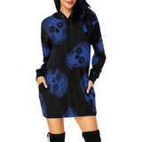 Skull Dress Casual Hooded Sweater Long Skull Printed Long Sleeve Pocket