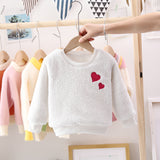 Girl Pullover Sweaters Autumn and Winter Cartoon Velvet Padded Thickened Sweater