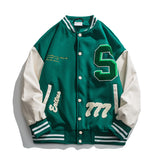 Vintage Letterman Jacket Fall Men's Jackets Baseball Uniform Hip Hop PU Leather Couple Coat