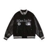 Red Varsity Jacket Blackair Autumn And Winter Embroidery Portrait Retro Color Matching Men 'S And Women 'S Baseball Jacket