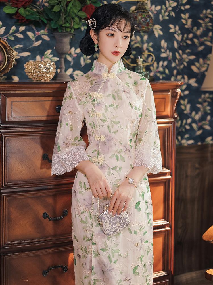Women's Cottagecore Dress Seaside Holiday Dress Women's Summer Super Fairy Floral Chiffon Photo Clothes Beach Skirt Long Dress