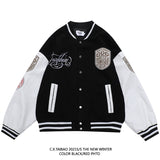 Red Varsity Jacket Men's Jacket Autumn and Winter Stand Collar Baseball Uniform Pilot Cardigan Youth