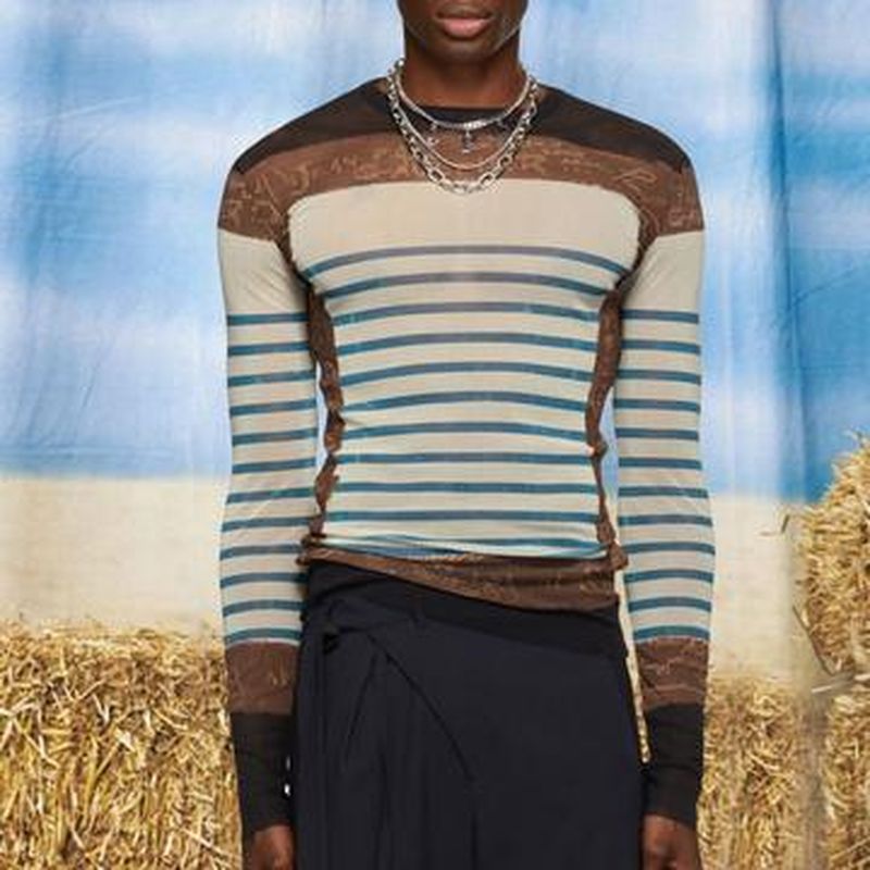 Rave Outfits Men Long Sleeve Shirt Sexy Men's Undershirt Fashion Color round Neck Long Sleeve T-shirt