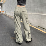 Julia Fox Low Rise Trousers Low Waist Loose Wide-Leg Casual Pants Trousers