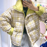 Women Winter Coats Puffer Jacket Down Coat Winter Plaid Stand-up Collar Down Jacket Female Thick White Duck Down
