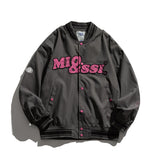 Brown Varsity Jacket Men's Autumn Coat Letter Print Baseball Collar Striped Stitching Youth Casual Jacket