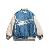 Baby Blue Varsity Jacket Winter Men's Stitching Baseball Collar Cotton-Padded Jacket