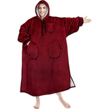 Hoodies Blankets Autumn and Winter Solid Color Plaid Lazy Blanket Hooded Multi-Pocket Casual