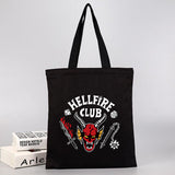 Stranger Things Hellfire Club Handbag Cartoon Printed Canvas Bag One Shoulder Fashion Portable Shopping Bag
