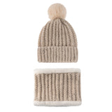 Women Winter Hats Winter Knitted Hat Set Solid Color Women plus Velvet
