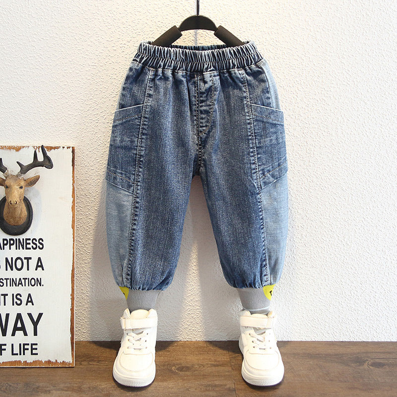 Toddler Boys Pants Boys Spring Clothing Jeans Loose New Fashionable Children's Clothing Handsome Western Style Boy Spring Trousers