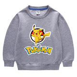 Children Pokemon Pikachu Hoodie Spring and Autumn Solid Color round Neck Sweater