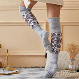 Winter Chunky Cable Thick Knit Thigh High Socks Long Stockings Boot Autumn Winter Retro Ethnic Style Woolen Yarn Socks