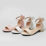 Flat Dress Sandals Summer Low Heel Round Toe Bowknot Buckle Sandals for Women