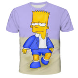 Homer Simpson Shirt Summer Cartoon Anime Print Casual round Neck Short Sleeve