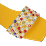 Flat Dress Sandals Flat Square Toe Large Size Hollow Candy-Colored Sandals