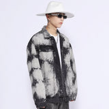 Men Denim Coat Jean Jackets Gradient Tie-Dye Washed Do the Old Cowboy Coat Men Loose Lapels Denim Clothes Jacket
