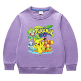 Children Pokemon Pikachu Hoodie Spring and Autumn round Neck Sweatshirt Cotton