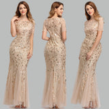 Daisy Buchanan Dress Spring Summer Slim-Fit Mesh Sequins Evening Dress