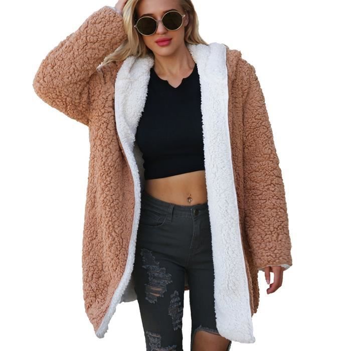 Women Winter Coats Women's Coat Lamb Wool Long Sleeve Hooded Jacket