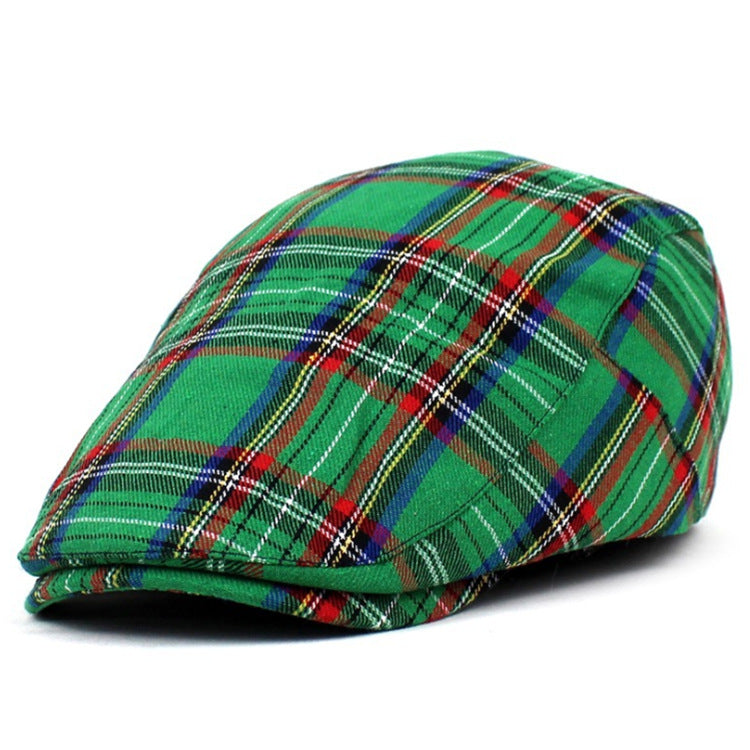 Check Beret Hat Plaid Hat Women's Spring and Autumn Cotton