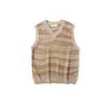 Men Sweater Vest Zebra Pattern Color Matching Sleeveless Sweater Vest Men's Loose V-neck Sweater Waistcoat Vest