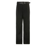 Julia Fox Low Rise Trousers Solid Color High Waist Straight Pants Casual Pants