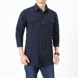 Men's Habit Shirts Spring Long Sleeve Shirt Men's Solid Color Short Sleeve Casual Men's