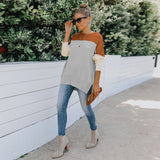 Women's Fall Outfits Knitwear Women's Autumn and Winter off-the-Shoulder Contrast Color Loose Sweater Women's