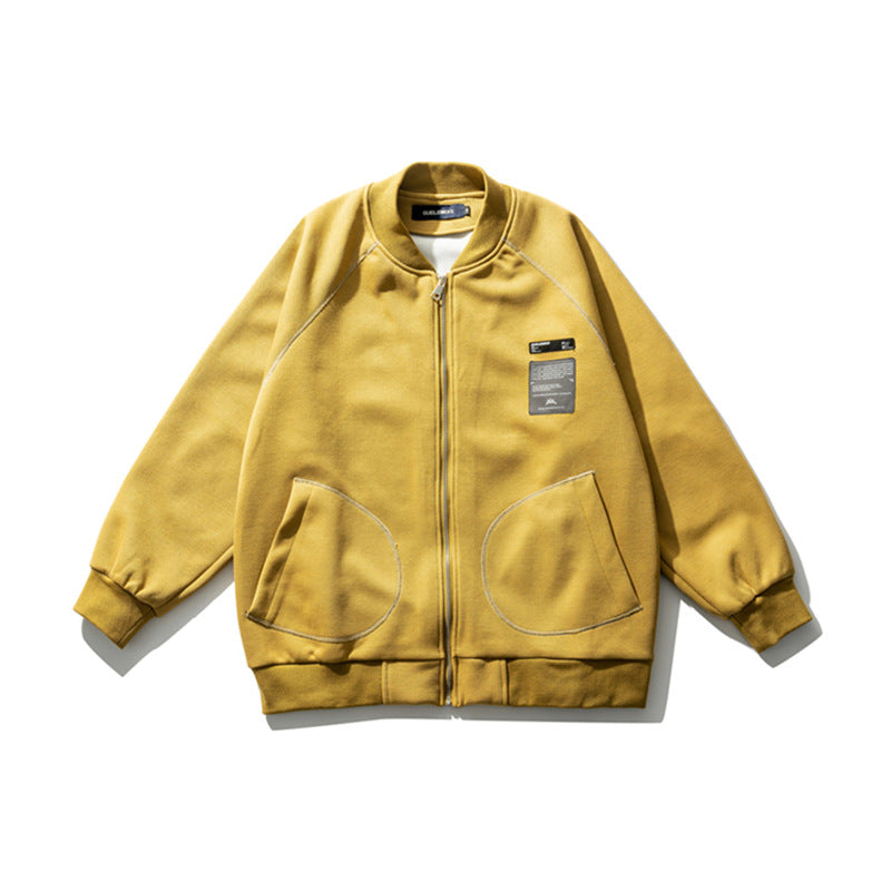 Yellow Varsity Jacket Fall Jacket Coat Men's Baseball Uniform Workwear Top Clothes