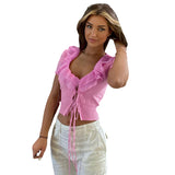 Music Festivals Rave Outfits Girls Tops Summer Women 'S Clothing Fashion Short Sleeve T-shirt