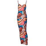 Nina Parker Graffiti Dress Backless Suspender Dress