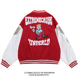 Red Varsity Jacket Men's Jacket Autumn and Winter Stand Collar Baseball Uniform Pilot Cardigan Youth