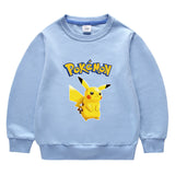 Children Pokemon Pikachu Hoodie Spring and Autumn Solid Color round Neck Sweater