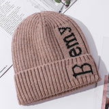 Men Winter Hats Men's Hat Autumn and Winter Solid Color Letter Embroidery