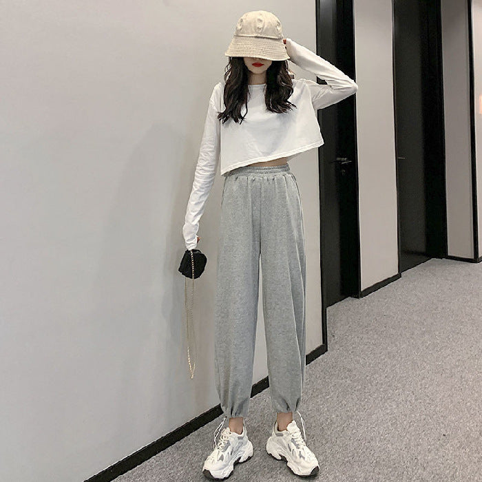 Men Pants Gray Sports Pants Female Loose Autumn Leisure