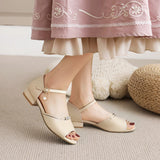 Flat Dress Sandals Summer Low Heel Peep Toe Buckle Sandals